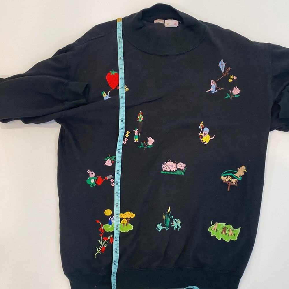 Flashlights Vintage Embroidered Knit Mock Neck Sweater Women’s Unique Sz Lg - Picture 12 of 14